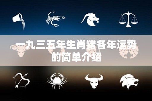 一九三五年生肖猪各年运势的简单介绍