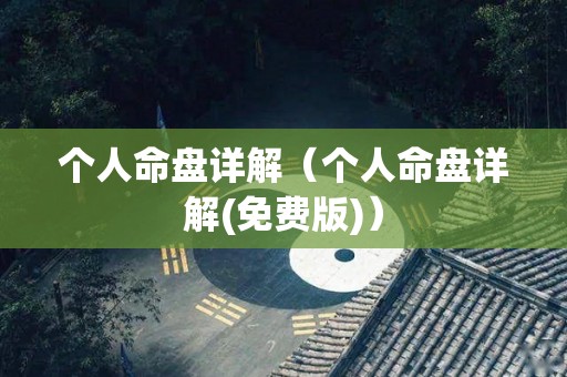 个人命盘详解（个人命盘详解(免费版)）