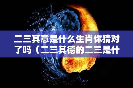 二三其意是什么生肖你猜对了吗（二三其德的二三是什么意思）