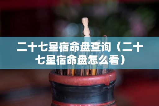 二十七星宿命盘查询（二十七星宿命盘怎么看）