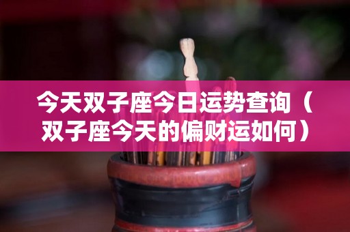 今天双子座今日运势查询（双子座今天的偏财运如何）