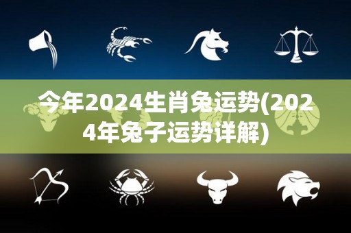 今年2024生肖兔运势(2024年兔子运势详解)
