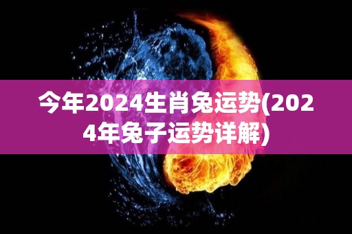 今年2024生肖兔运势(2024年兔子运势详解)