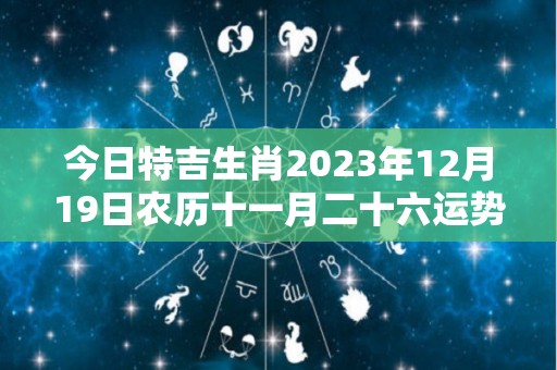今日特吉生肖2023年12月19日农历十一月二十六运势详解（2023年11月12日）