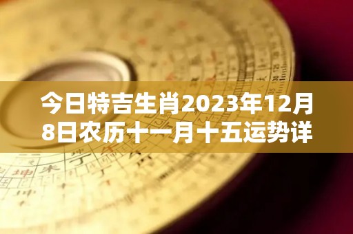 今日特吉生肖2023年12月8日农历十一月十五运势详解（2028年12月13日黄历）