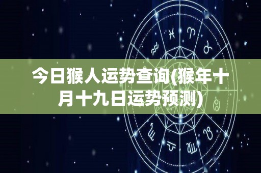 今日猴人运势查询(猴年十月十九日运势预测)