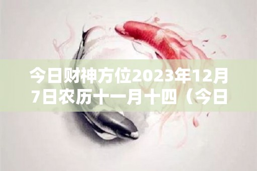 今日财神方位2023年12月7日农历十一月十四（今日财神在什么方位7）
