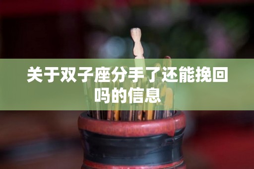关于双子座分手了还能挽回吗的信息