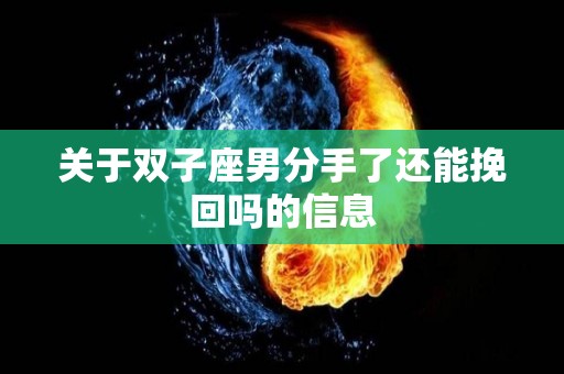 关于双子座男分手了还能挽回吗的信息