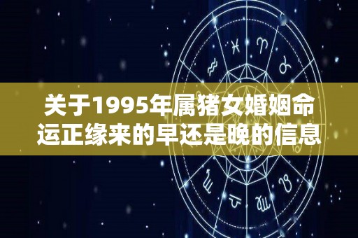 关于1995年属猪女婚姻命运正缘来的早还是晚的信息