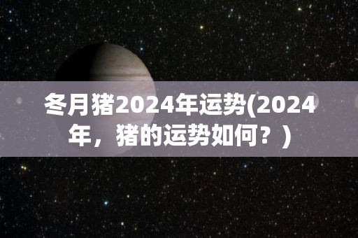 冬月猪2024年运势(2024年，猪的运势如何？)