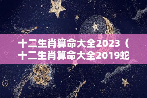 十二生肖算命大全2023（十二生肖算命大全2019蛇）