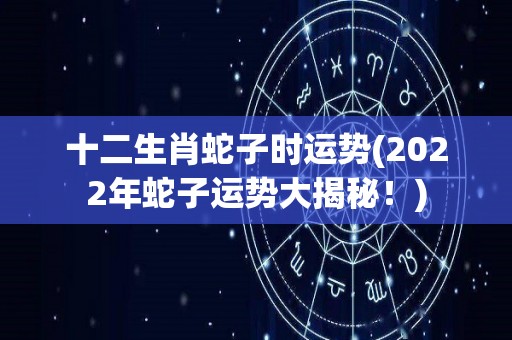 十二生肖蛇子时运势(2022年蛇子运势大揭秘！)