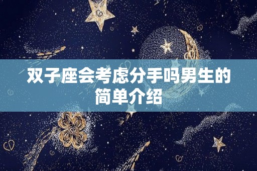 双子座会考虑分手吗男生的简单介绍
