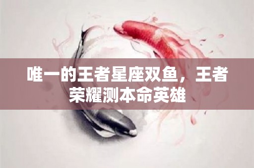 唯一的王者星座双鱼，王者荣耀测本命英雄