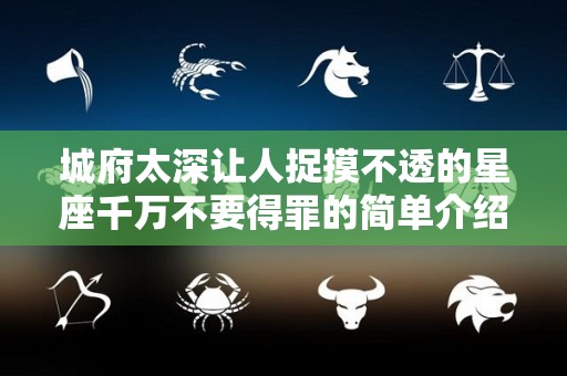 城府太深让人捉摸不透的星座千万不要得罪的简单介绍