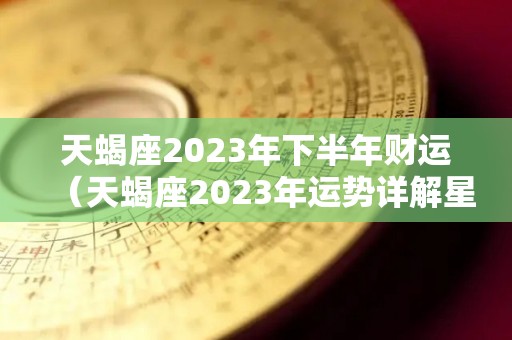 天蝎座2023年下半年财运（天蝎座2023年运势详解星座乐）