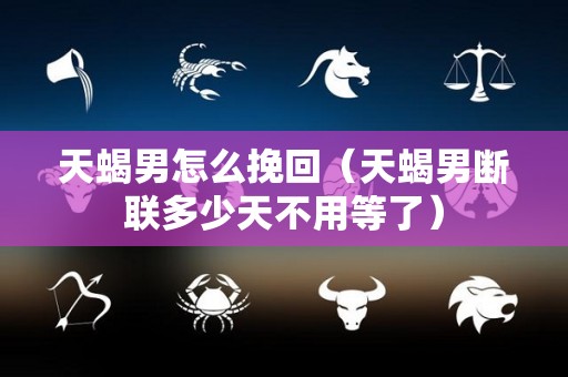 天蝎男怎么挽回（天蝎男断联多少天不用等了）