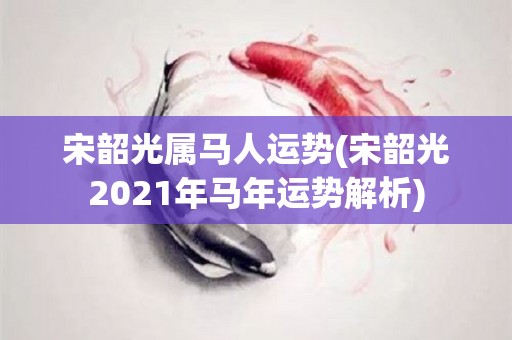 宋韶光属马人运势(宋韶光2021年马年运势解析)