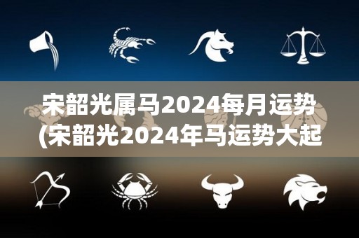 宋韶光属马2024每月运势(宋韶光2024年马运势大起大落，请看月运势)