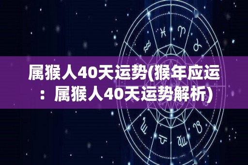 属猴人40天运势(猴年应运：属猴人40天运势解析)