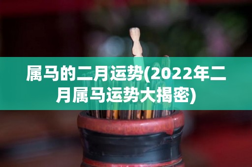 属马的二月运势(2022年二月属马运势大揭密)