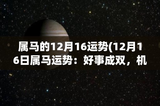 属马的12月16运势(12月16日属马运势：好事成双，机会自来！)