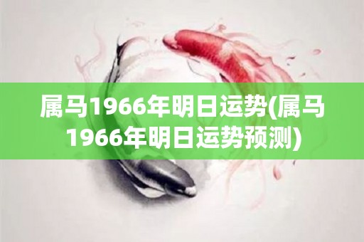 属马1966年明日运势(属马1966年明日运势预测)