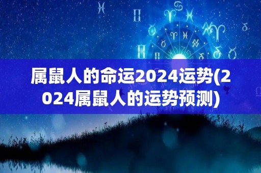 属鼠人的命运2024运势(2024属鼠人的运势预测)