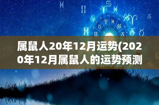 属鼠人20年12月运势(2020年12月属鼠人的运势预测)