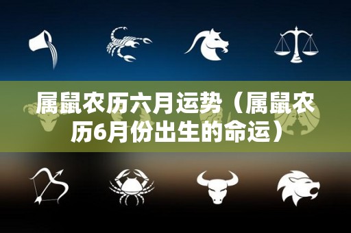 属鼠农历六月运势（属鼠农历6月份出生的命运）