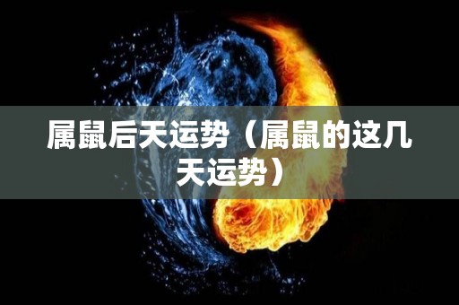 属鼠后天运势（属鼠的这几天运势）