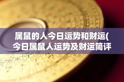 属鼠的人今日运势和财运(今日属鼠人运势及财运简评)