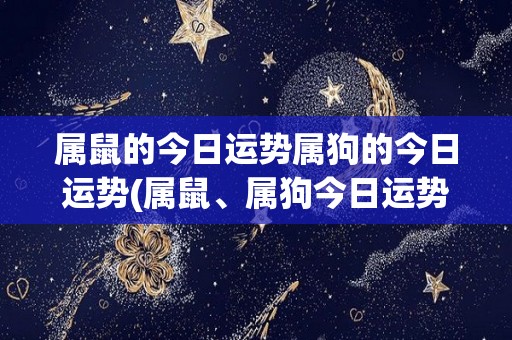 属鼠的今日运势属狗的今日运势(属鼠、属狗今日运势：走出困境，迎来顺风顺水)