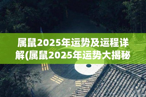 属鼠2025年运势及运程详解(属鼠2025年运势大揭秘)