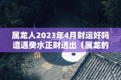 属龙人2023年4月财运好吗遭遇癸水正财透出（属龙的2024年几月出生好）