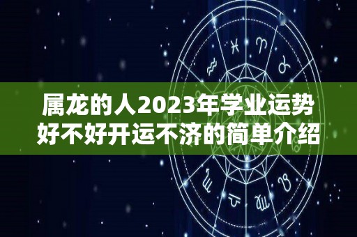 属龙的人2023年学业运势好不好开运不济的简单介绍