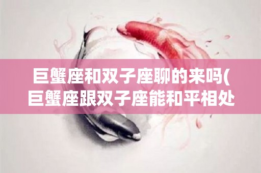 巨蟹座和双子座聊的来吗(巨蟹座跟双子座能和平相处吗)