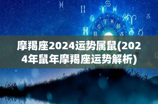 摩羯座2024运势属鼠(2024年鼠年摩羯座运势解析)