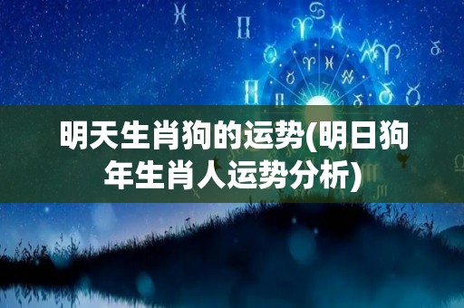 明天生肖狗的运势(明日狗年生肖人运势分析)