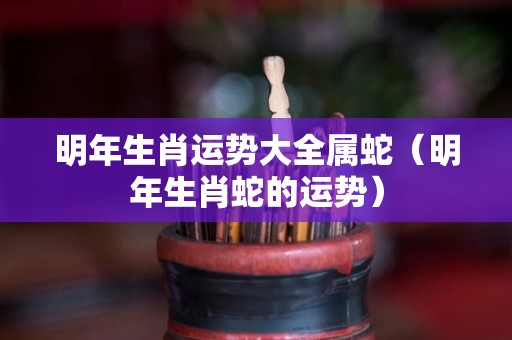 明年生肖运势大全属蛇（明年生肖蛇的运势）