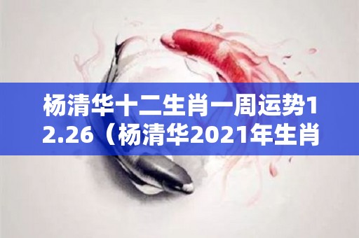 杨清华十二生肖一周运势12.26（杨清华2021年生肖每日运势）