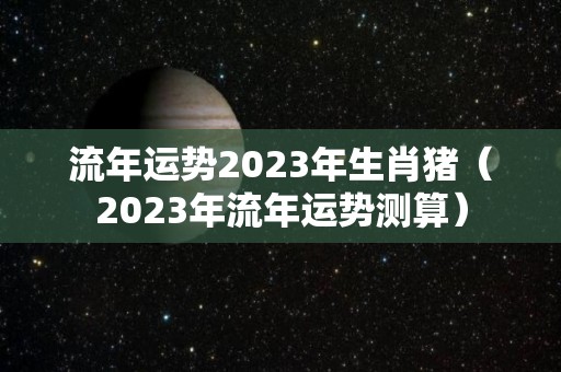 流年运势2023年生肖猪（2023年流年运势测算）