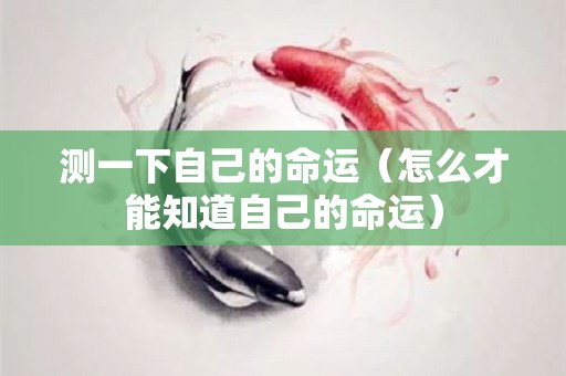 测一下自己的命运（怎么才能知道自己的命运）