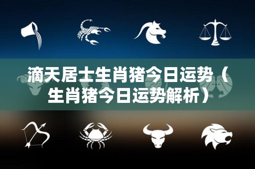 滴天居士生肖猪今日运势（生肖猪今日运势解析）