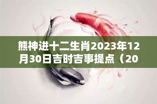 熊神进十二生肖2023年12月30日吉时吉事提点（2020年12月30号生肖）