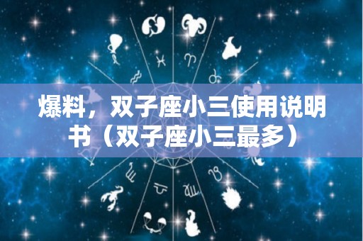 爆料，双子座小三使用说明书（双子座小三最多）