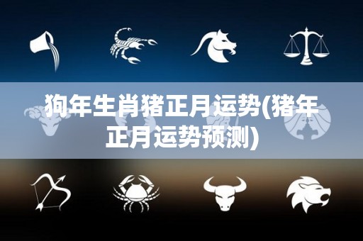 狗年生肖猪正月运势(猪年正月运势预测)