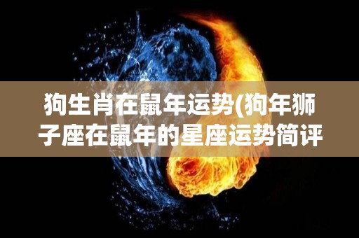 狗生肖在鼠年运势(狗年狮子座在鼠年的星座运势简评)