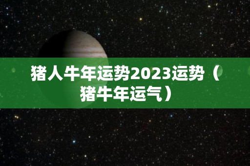 猪人牛年运势2023运势（猪牛年运气）